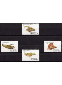 DOMINICA francobolli sui dinosauri serie completa nuova Yvert e Tellier 1449/52